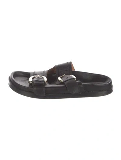 Pre-owned Sézane Leather Slides In Black