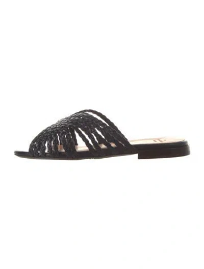 Pre-owned Sézane Leather Slides In Black