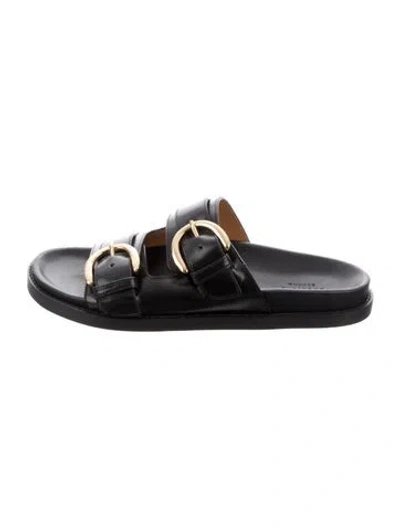 Pre-owned Sézane Leather Slides In Black
