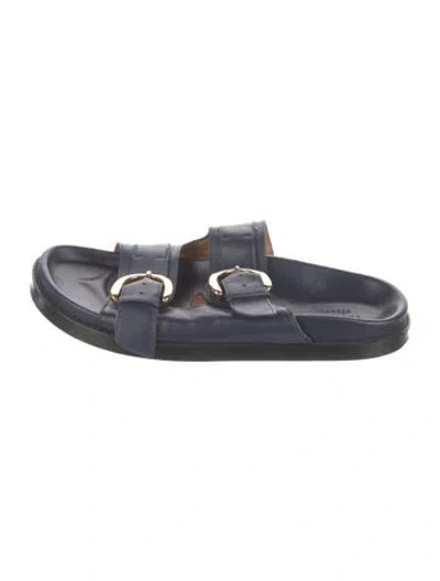 Pre-owned Sézane Leather Slides In Blue