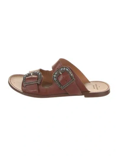 Pre-owned Sézane Leather Slides In Brown