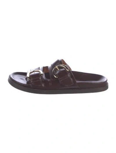 Pre-owned Sézane Leather Slides In Brown