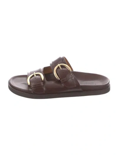 Pre-owned Sézane Leather Slides In Brown