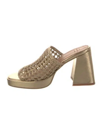 Pre-owned Sézane Leather Slides In Gold