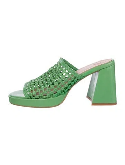 Pre-owned Sézane Leather Slides In Green
