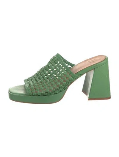 Pre-owned Sézane Leather Slides In Green