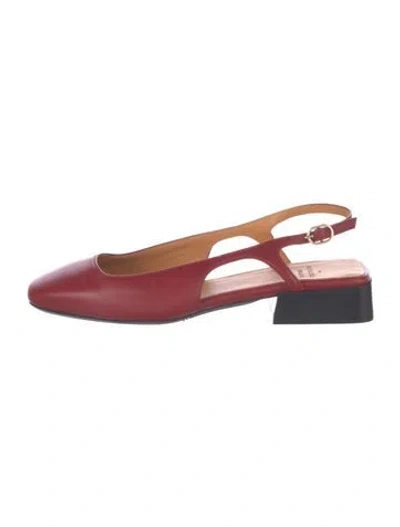 Pre-owned Sézane Leather Slingback Flats In Red