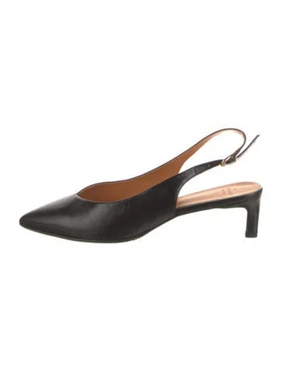 Pre-owned Sézane Leather Slingback Pumps In Black