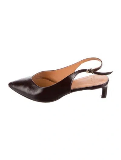 Pre-owned Sézane Leather Slingback Pumps In Brown