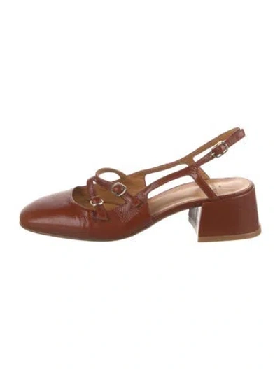 Pre-owned Sézane Leather Slingback Pumps In Brown