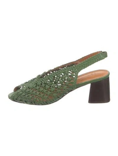 Pre-owned Sézane Leather Slingback Pumps In Green