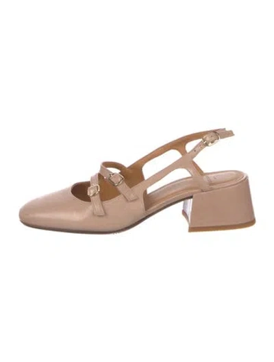 Pre-owned Sézane Leather Slingback Pumps In Neutral