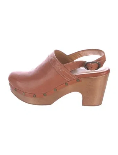 Pre-owned Sézane Leather Slingback Pumps In Neutral