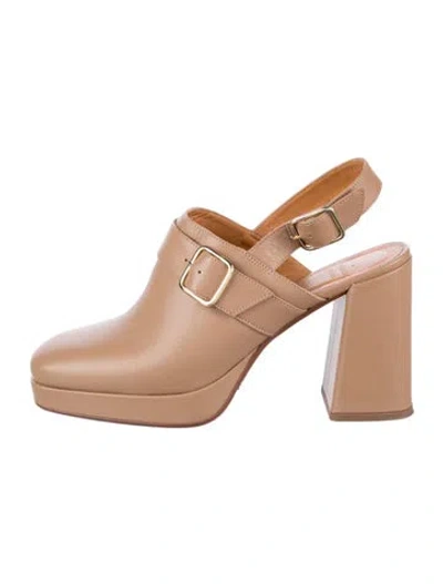 Pre-owned Sézane Leather Slingback Pumps In Neutrals