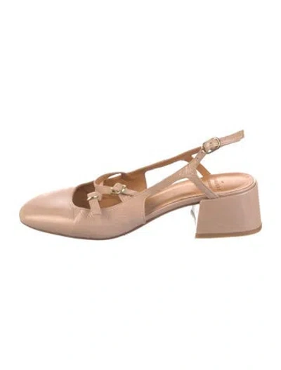 Pre-owned Sézane Leather Slingback Pumps In Neutrals