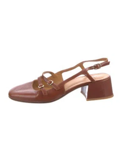 Pre-owned Sézane Leather Slingback Pumps In Neutrals