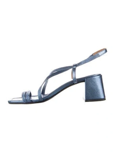 Pre-owned Sézane Leather Slingback Sandals In Blue
