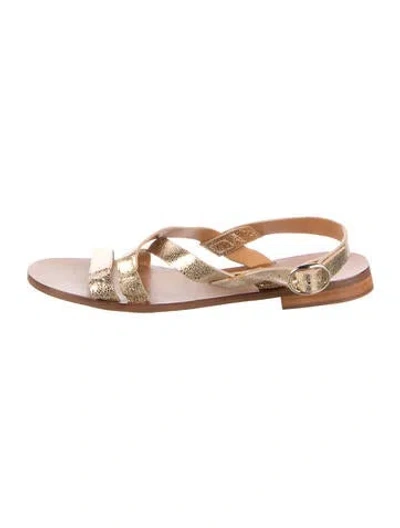 Pre-owned Sézane Leather Slingback Sandals In Brown