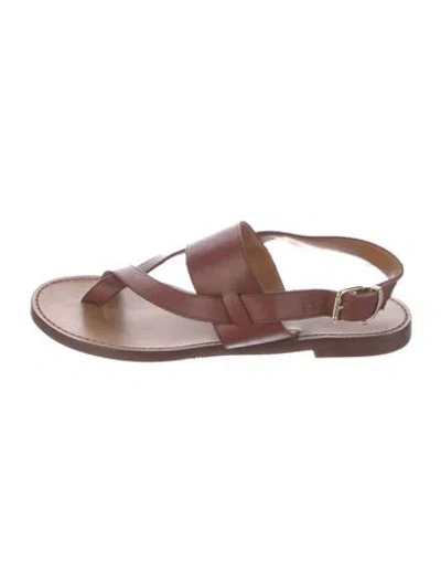 Pre-owned Sézane Leather Slingback Sandals In Brown