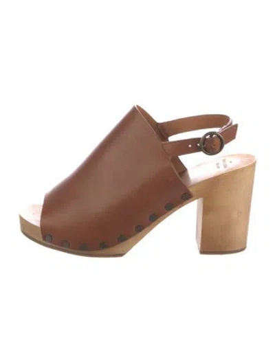 Pre-owned Sézane Leather Slingback Sandals In Brown