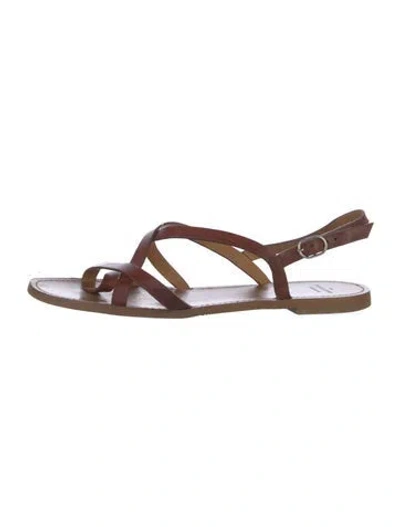 Pre-owned Sézane Leather Slingback Sandals In Brown