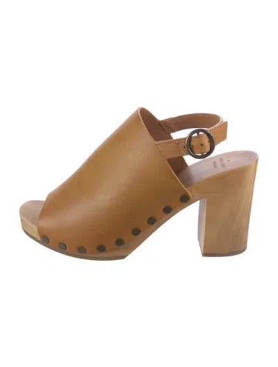 Pre-owned Sézane Leather Slingback Sandals In Brown