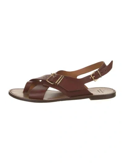 Pre-owned Sézane Leather Slingback Sandals In Brown
