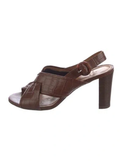 Pre-owned Sézane Leather Slingback Sandals In Brown