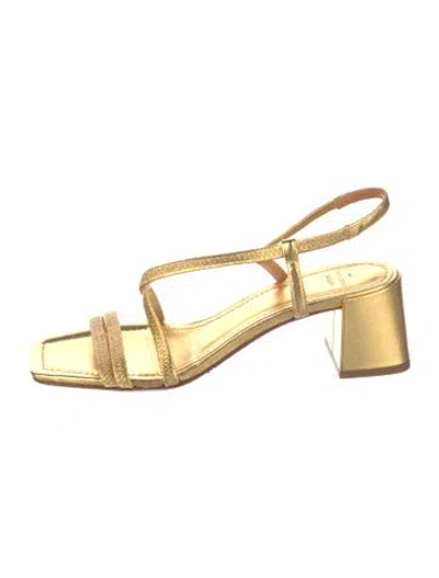 Pre-owned Sézane Leather Slingback Sandals In Gold