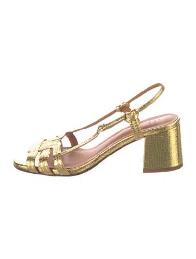 Pre-owned Sézane Leather Slingback Sandals In Gold