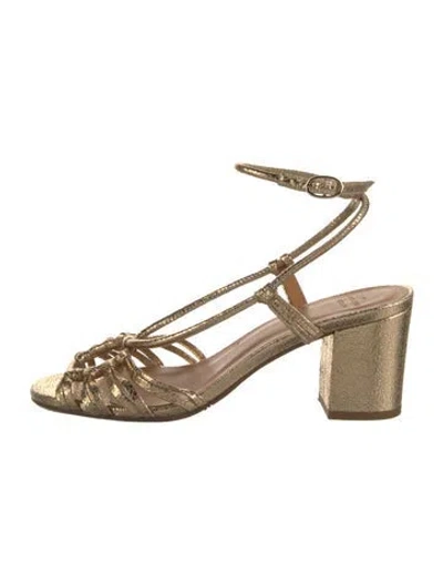 Pre-owned Sézane Leather Slingback Sandals In Gold/metallic