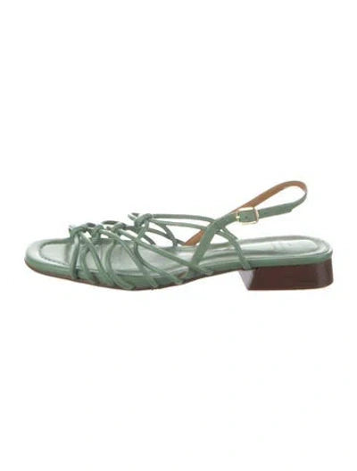 Pre-owned Sézane Leather Slingback Sandals In Green