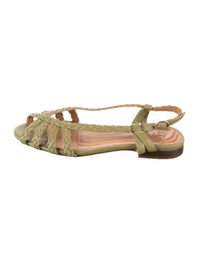 Pre-owned Sézane Leather Slingback Sandals In Green