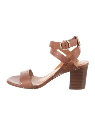 Pre-owned Sézane Leather Studded Accents Sandals In Brown