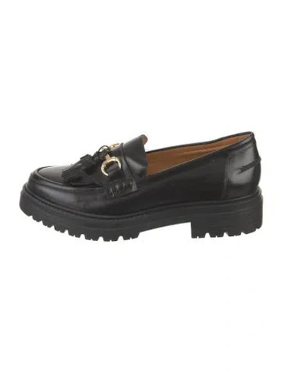 Pre-owned Sézane Leather Tassel Accents Loafer Sneakers In Black