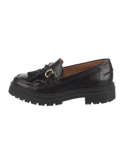 Pre-owned Sézane Leather Tassel Accents Pumps In Black