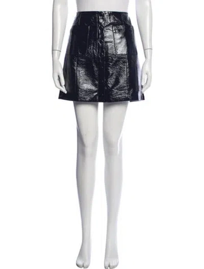 Pre-owned Sézane Leather Trim Embellishment Mini Skirt In Black