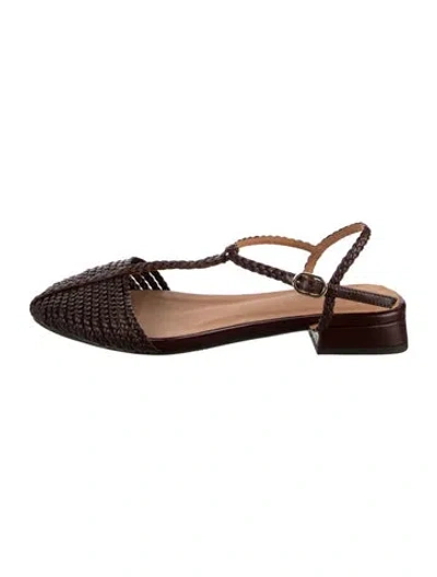 Pre-owned Sézane Leather Tweed Pattern Flats In Brown