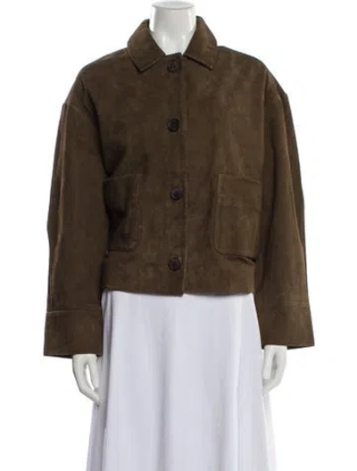 Pre-owned Sézane Leather Utility Jacket In Brown
