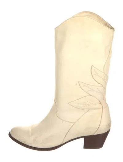 Pre-owned Sézane Leather Western Boots In Neutral