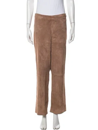 Pre-owned Sézane Leather Wide Leg Pants In Brown