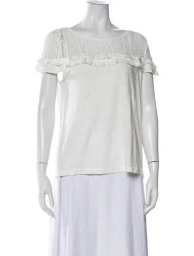 Pre-owned Sézane Linen Bateau Neckline Blouse In White