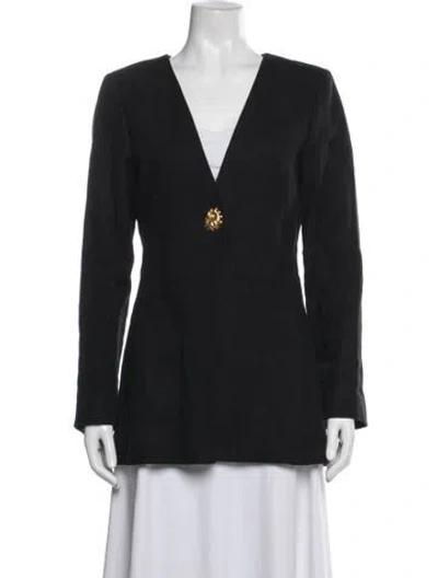 Pre-owned Sézane Linen Blazer In Black