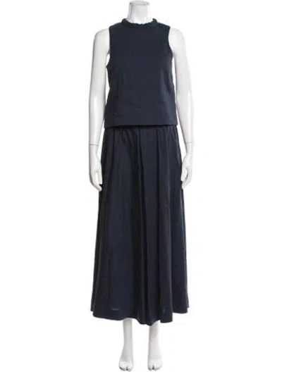 Pre-owned Sézane Linen Braided Accents Skirt Set In Blue