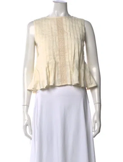 Pre-owned Sézane Linen Crew Neck Blouse In Neutrals