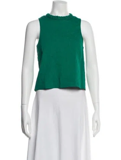 Pre-owned Sézane Linen Crew Neck Top In Green