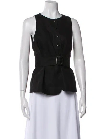 Pre-owned Sézane Linen Crew Neck Top W/ Tags In Black