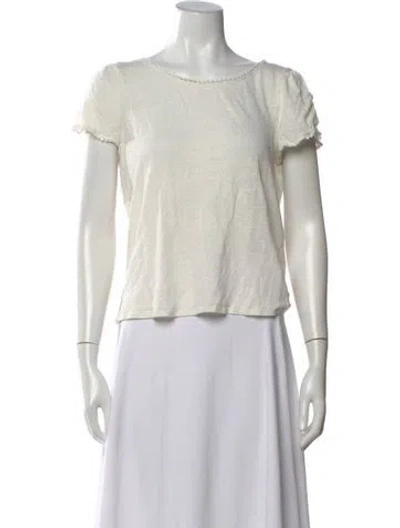 Pre-owned Sézane Linen Crew Neck Top In White
