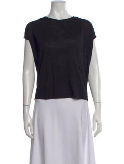Pre-owned Sézane Linen Crew Neck T-shirt In Blue
