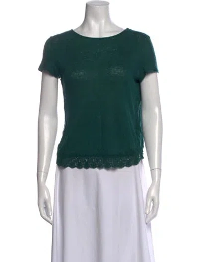 Pre-owned Sézane Linen Crew Neck T-shirt In Green